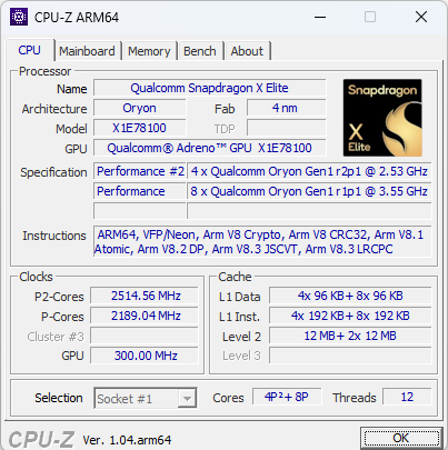 CPU-Z for Windows® ARM64